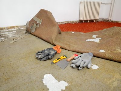 Home renovation, old carpet remove